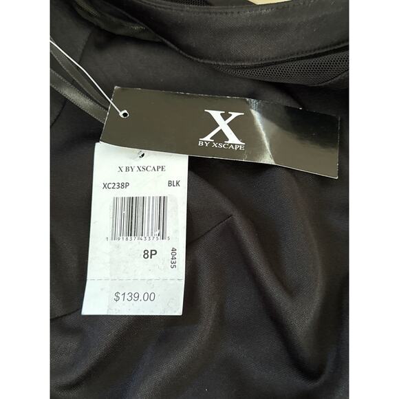 X BY XSCAPE ILLUSION BOAT NECK SHORT SLEEVE DRESS IN BLACK NWT WOMEN'S SIZE 8P - Picture 11 of 15